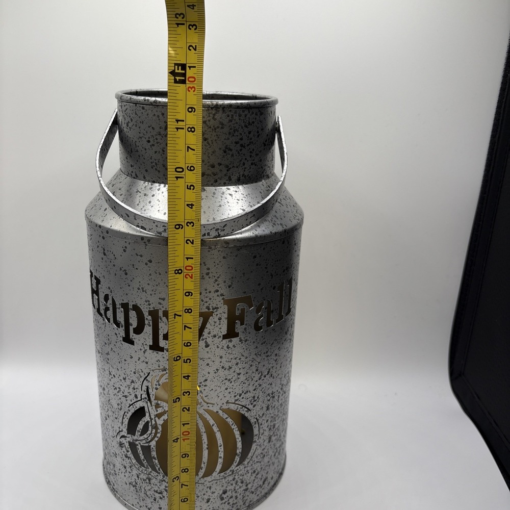 Tin Lantern With Handle - Candle Holder/ Happy Fall 12" Pre-owned - Picture 8 of 8